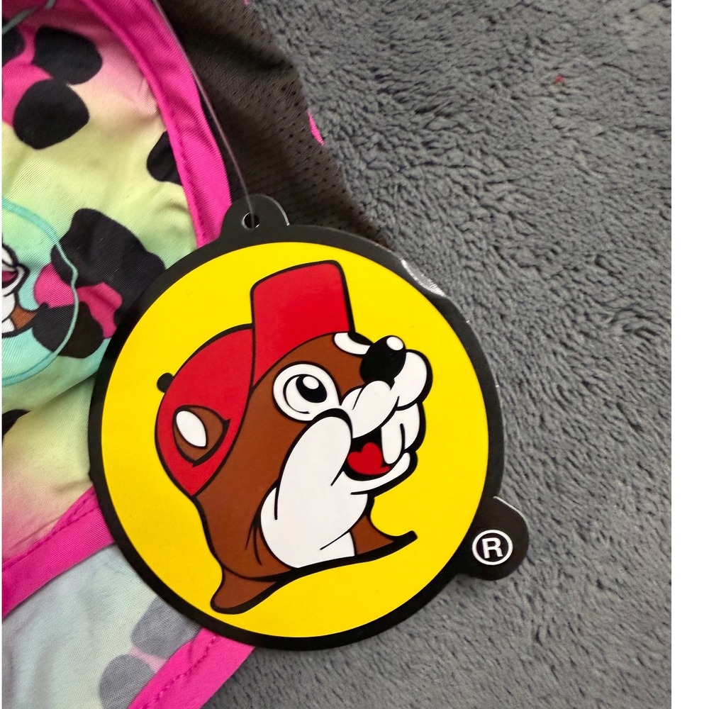 Buc-ee's Running Shorts Kids YXS Multicolor New Rainbow Leopard Mascot Print - Picture 4 of 7